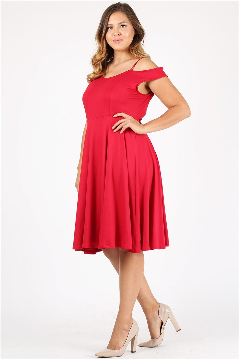 Plus size off the shoulder Dress 1048-X-Crimson