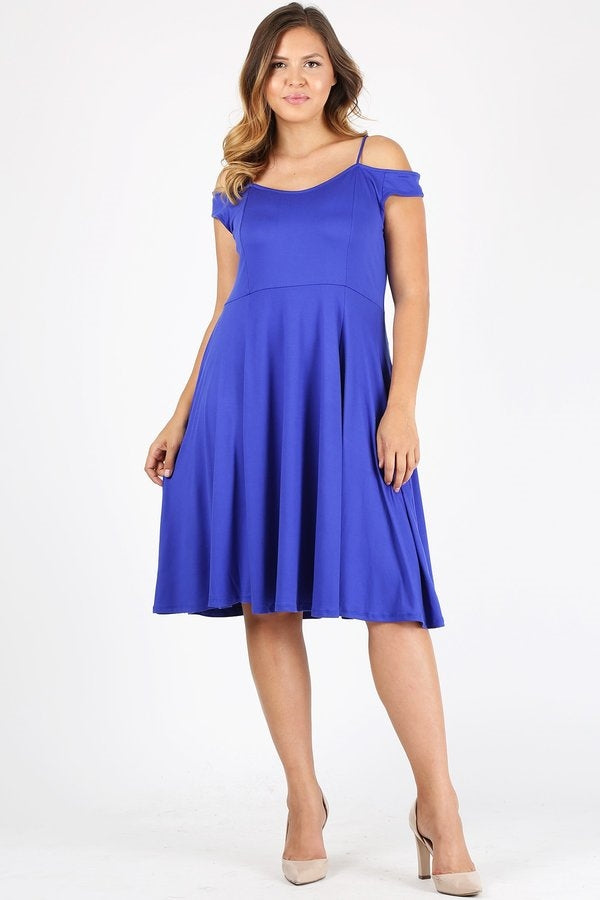 Plus size off the shoulder Dress 1048-X-Royal
