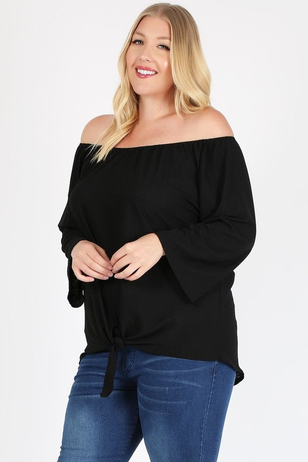 Plus size off the shoulder top 4082X-black