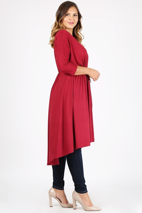 Plus size Cardigan Robe 4084-X-Burgundy-