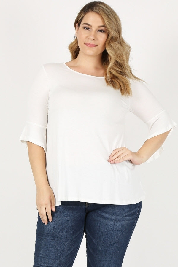 PLUS SIZE 3/4 SLEEVE TOP 84047X-Ivory