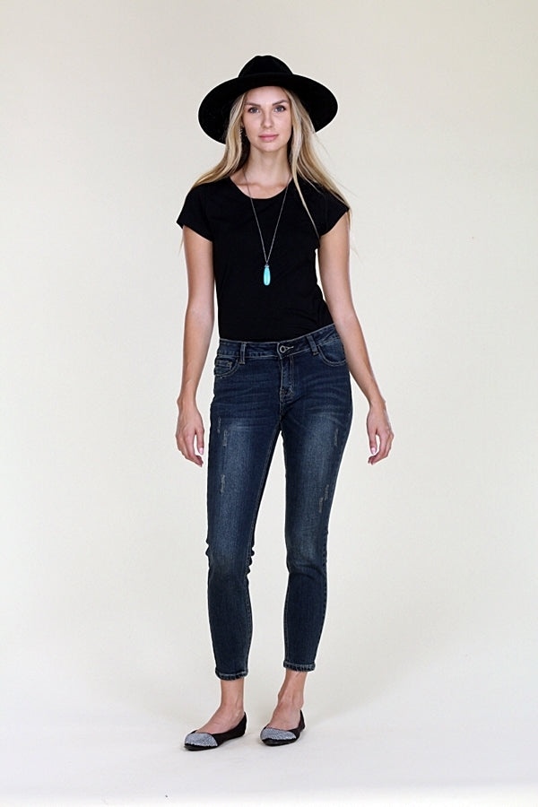 DARK WASH SKINNY JEANS WITH GRINDING CLA-15D-50