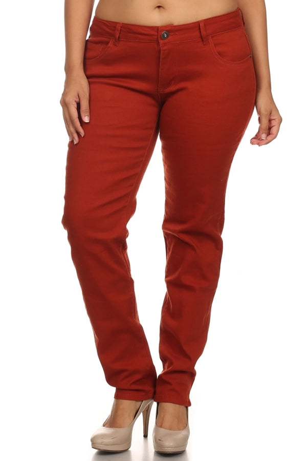 Plus Size Cotton Stretch Jeans COPB-Rust