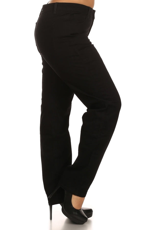Plus Size Cotton Stretch Pants NSPB107-Black