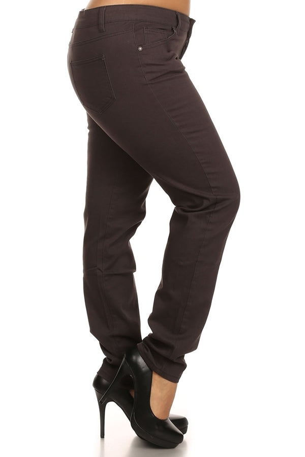 Plus Size Cotton Stretch Pants NSPB107-Charcoal
