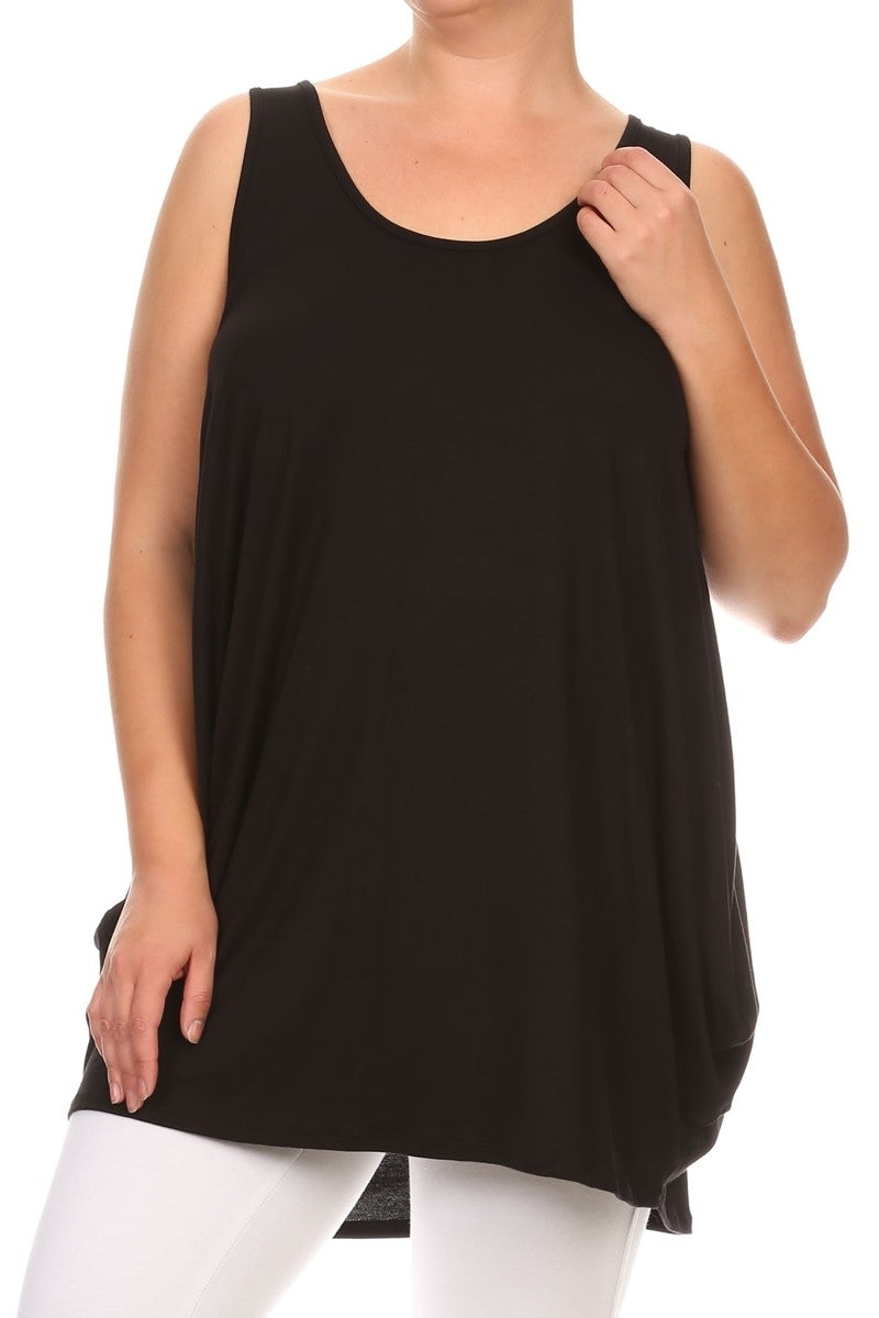 Sleeveless Basic solid plus size tunic