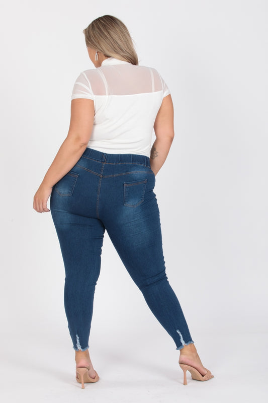 Plus Size Mid-rise Denim Jeggings pants