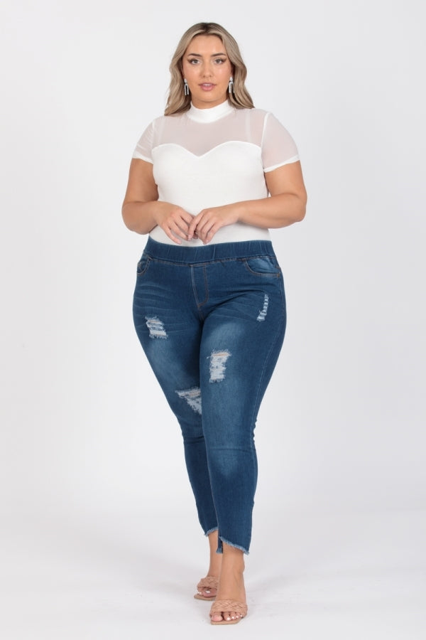 Plus Size Mid-rise Denim Jeggings pants TYEP-7205