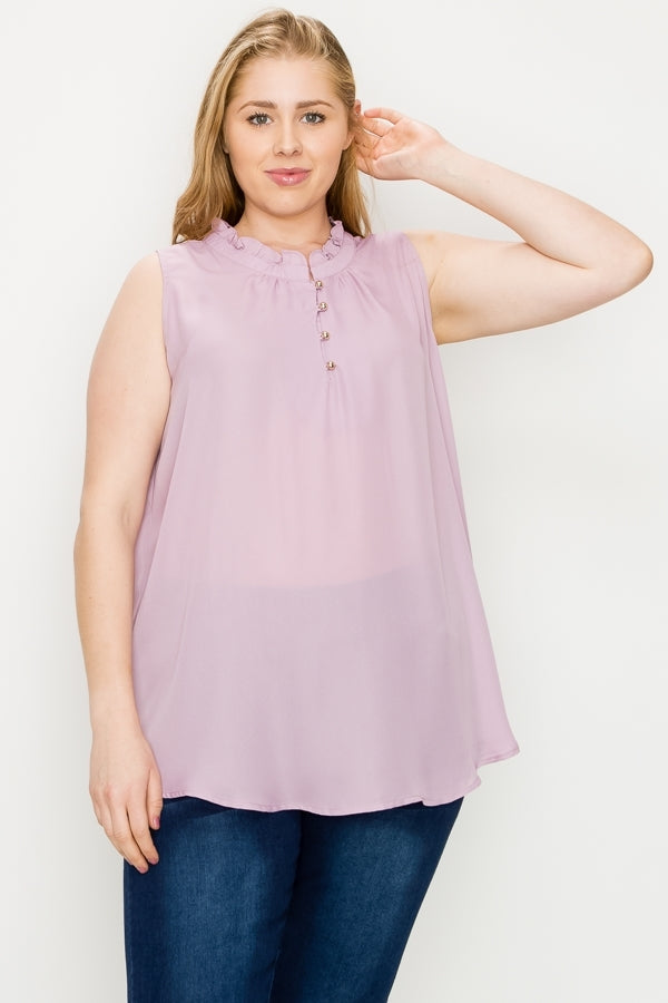 Plus size Wool-Dobby Sleeveless Top WT802X-Lavender