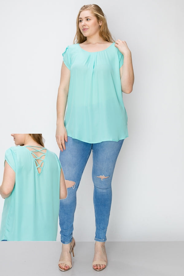 Green topaz Wool Dobby Plus size Top