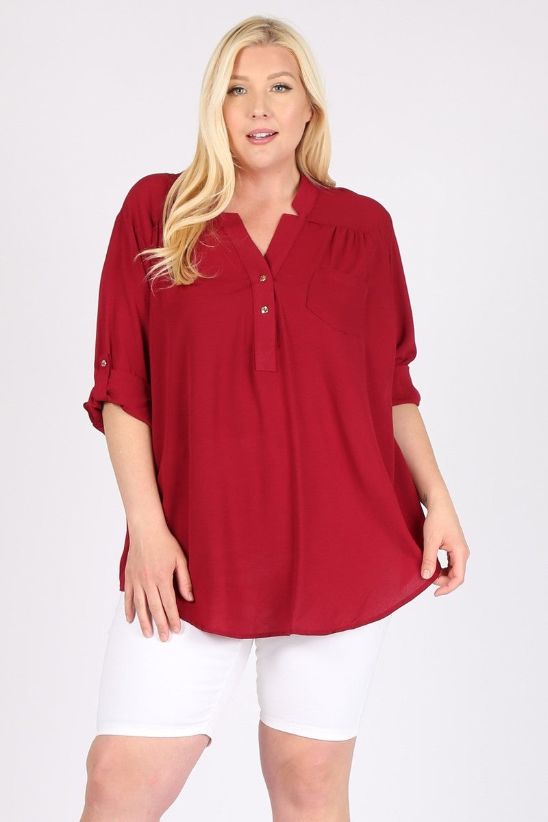 Plus size Koshibo Henley Top
