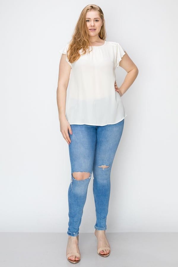 Wool Dobby Plus-size Top