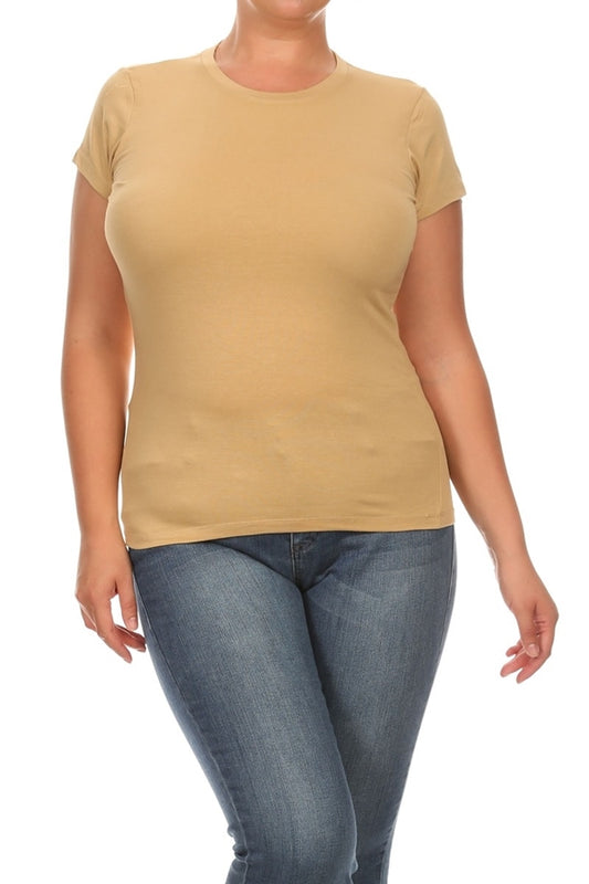 "Hip" Plus size Women Tees 002-Khaki