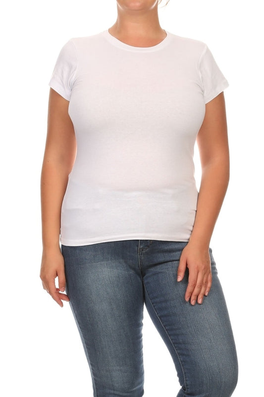"Hip" Plus size Women Tees 002-White
