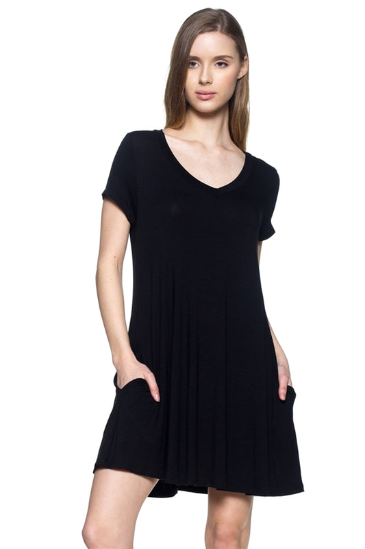 Cap Sleeve Solid Hue Tunic 1001-Black