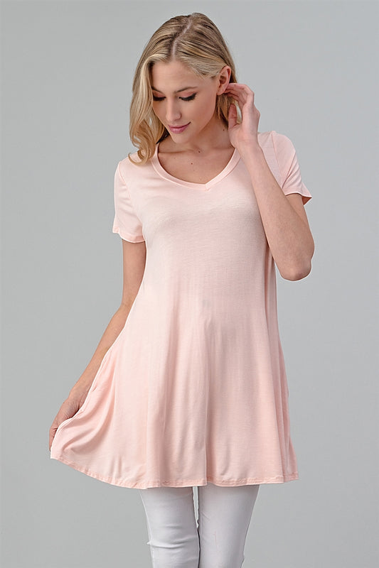 Cap Sleeve Solid Dresses 1001-Blush