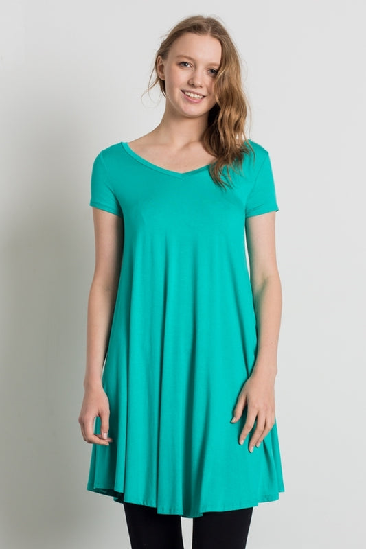Cap Sleeve Solid Dresses 1002-Mint