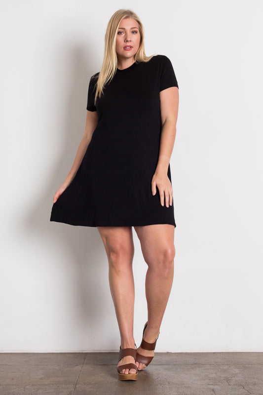 Plus Size long tunic-dress 1003X-Black