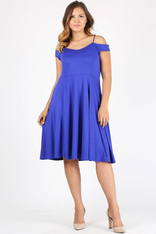 Plus size off the shoulder Dress 1048-X-Royal