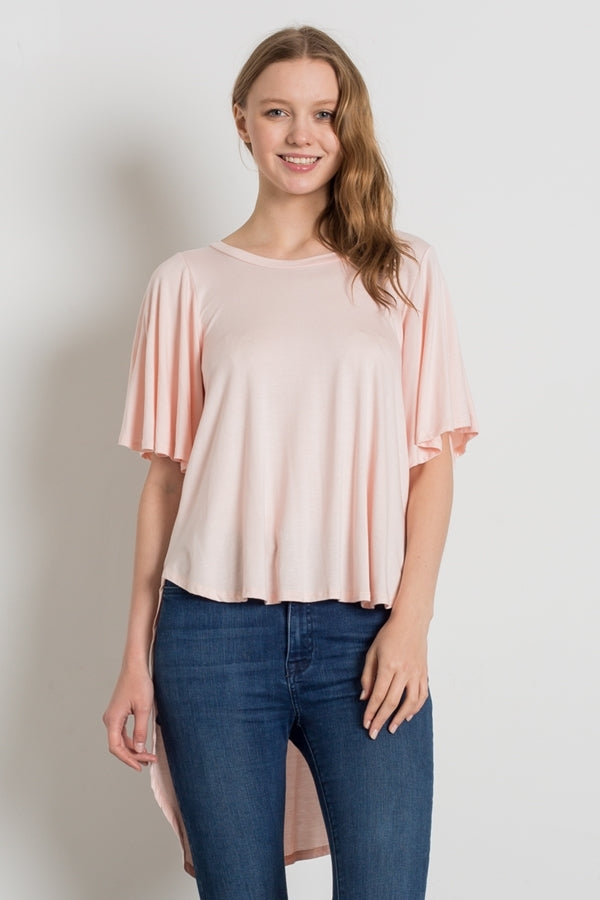 HI-Low Short sleeve tops 4001-Blush