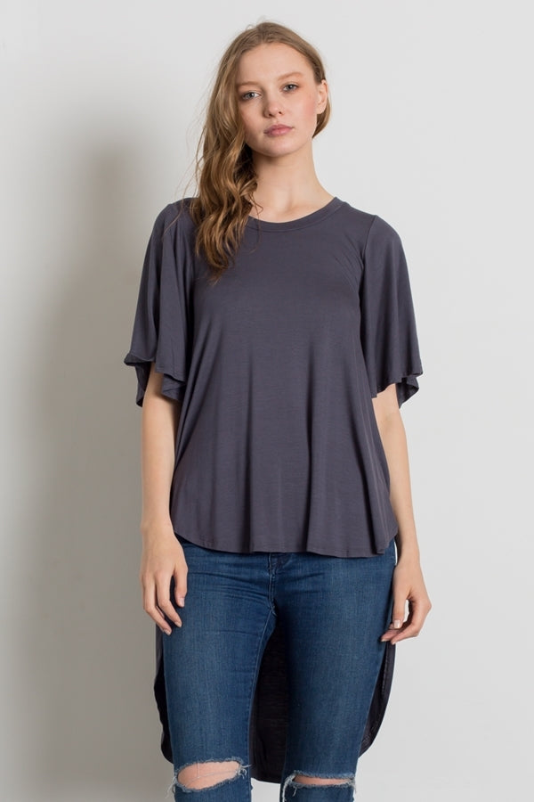 HI-Low Short sleeve tops 4001-Charcoal
