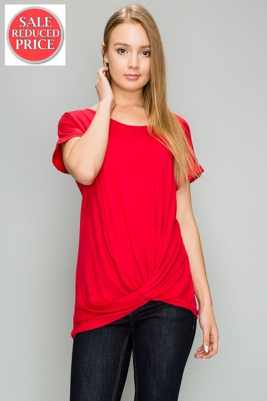 Front Tie (6 PC)d Short Sleeve top 4003-Ruby