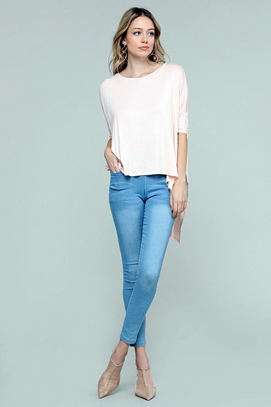Round neck Dolman Hi-Lo Top 4004-Blush