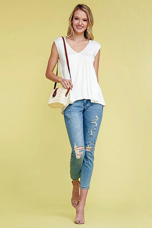 Hi-Low trendy Baby-Doll top 4027-IVORY