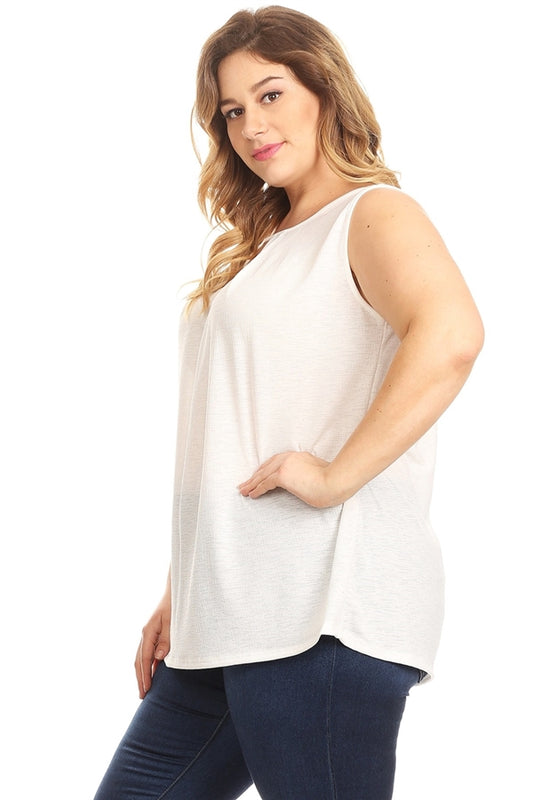 PLUS SIZE PLEATED DETAIL KEYHOLE TOP 4070X-OFF-WHITE