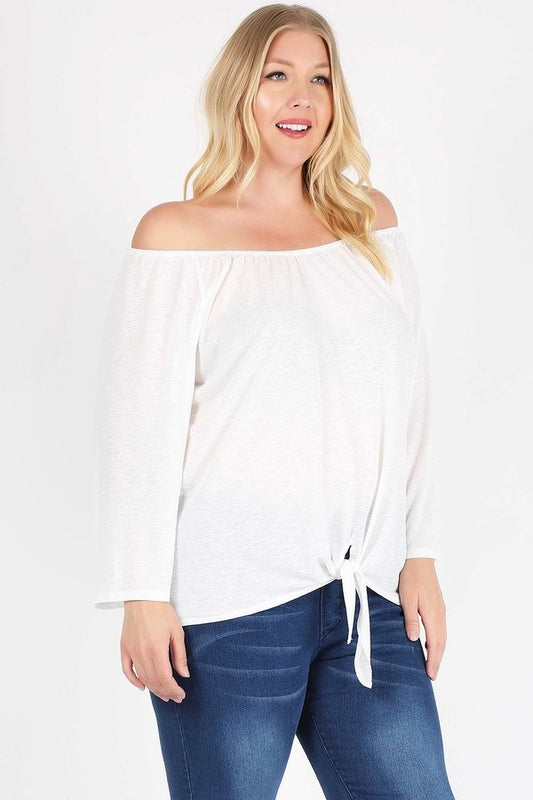 PLUS SIZE OFF THE SHOULDER TOP 4082X-WHITE