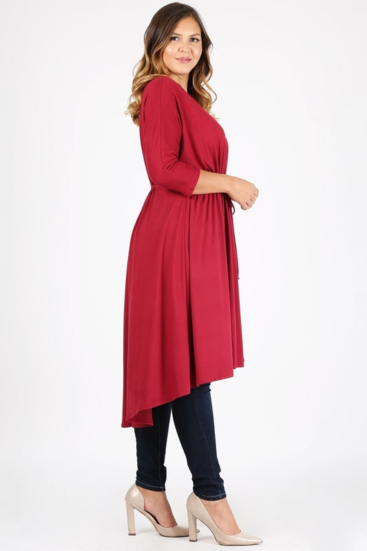 Plus size Cardigan Robe 4084-X-Burgundy-