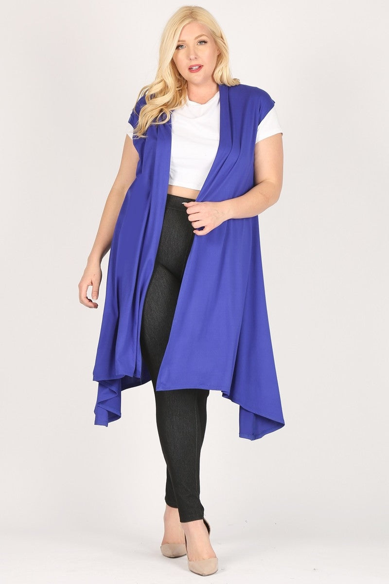 Plus size open front long Cardigan Robe 4087X-Royal