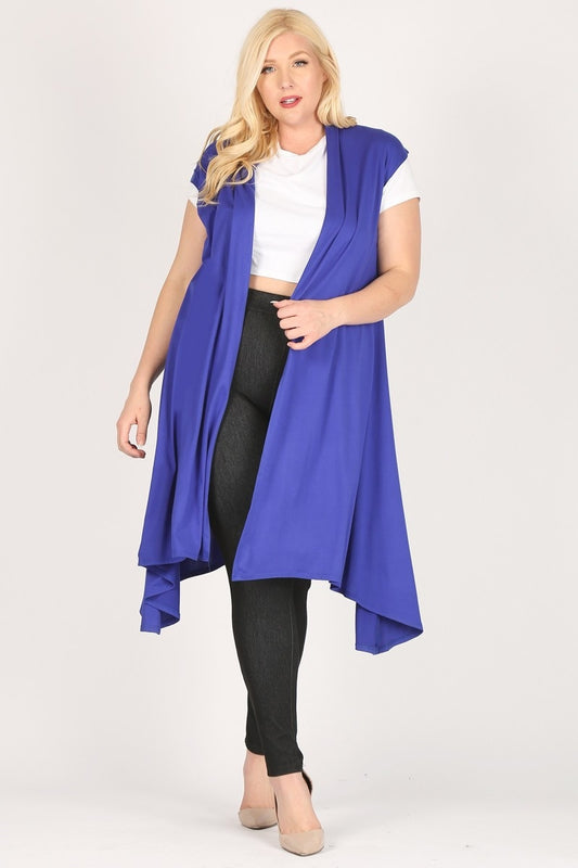 Plus size open front long Cardigan Robe 4087X-Royal