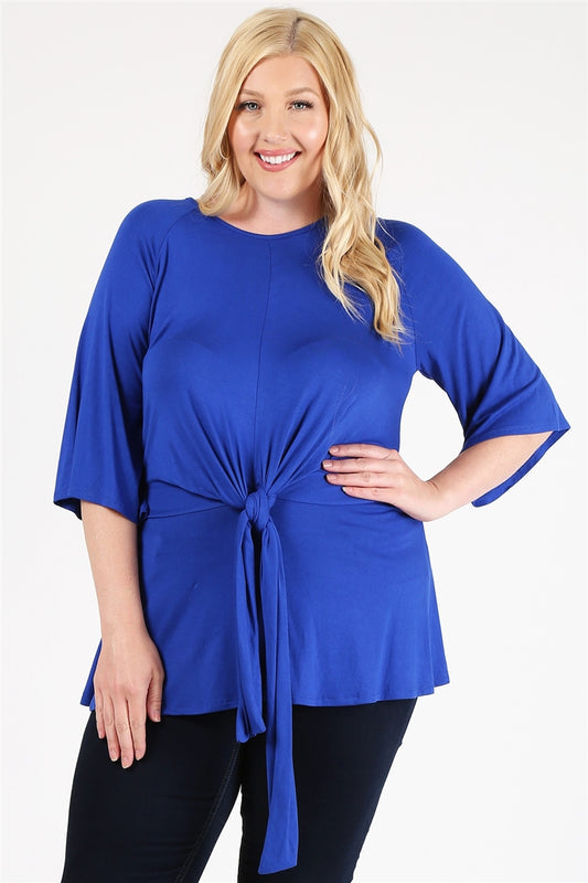 PLUS SIZE TIE-FRONT TUNIC 4094X-ROYAL