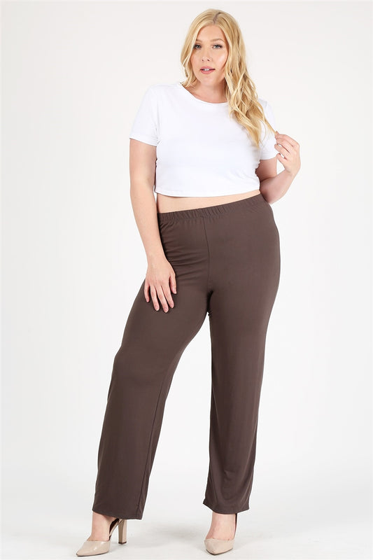 High Waist Plus size relaxed fit pants 4095X-Charcoal