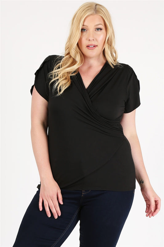PLUS SIZE RUCHED TOP 4096X-BLACK