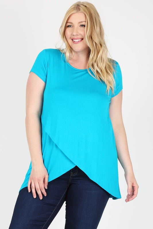Plus size overlap crossed top 4099X-Dark-Jade