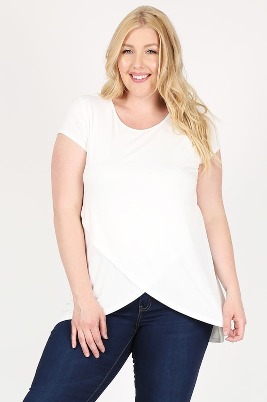 Plus size overlap crossed top 4099X-Ivory