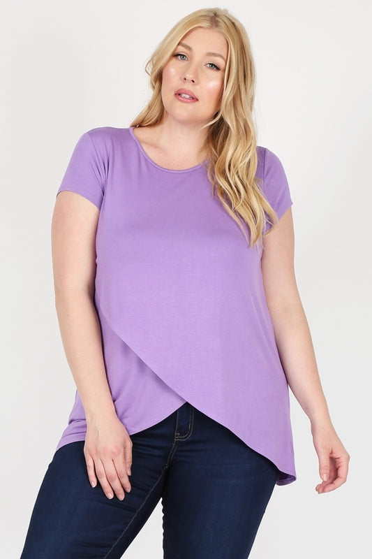 Plus size overlap crossed top 4099X-Lilac