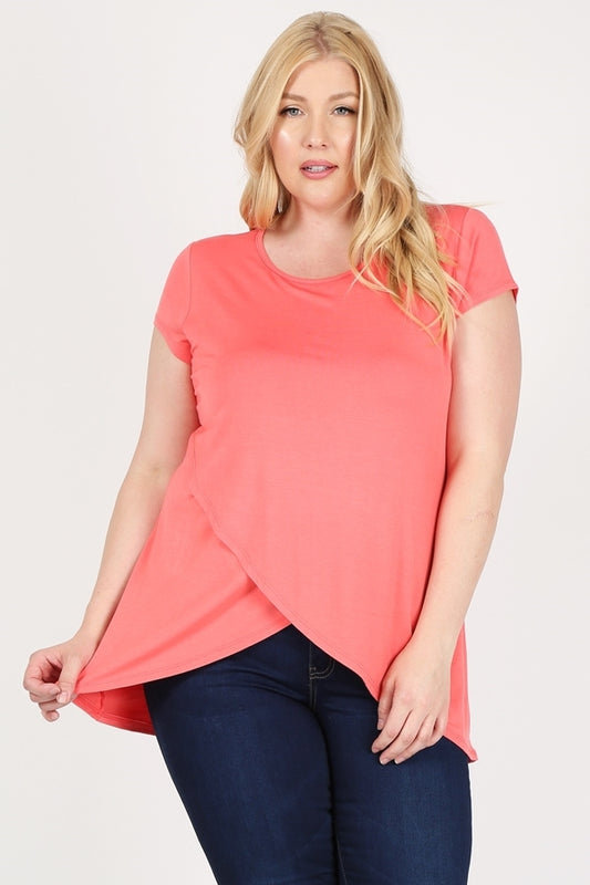 Plus size overlap crossed top 4099X-Orange
