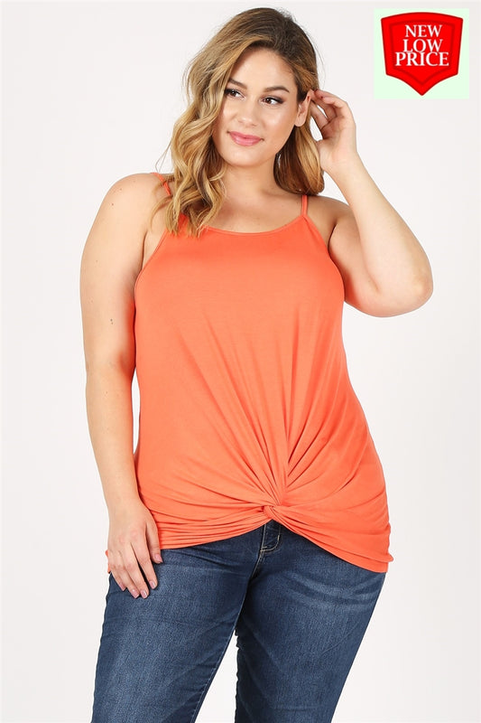 Plus Size Knit Twist Knot Tank 4100X-Carrot