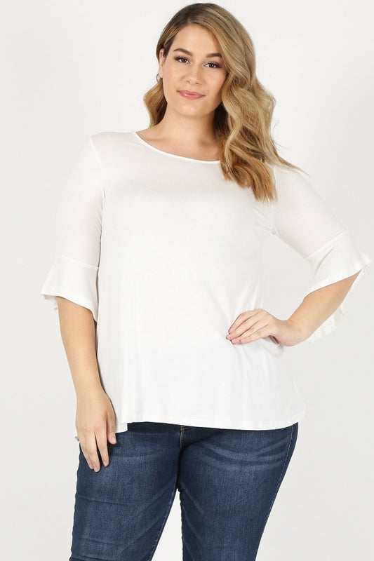PLUS SIZE 3/4 SLEEVE TOP 84047X-Ivory