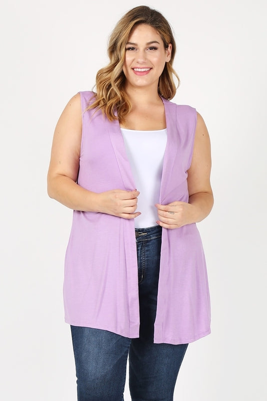 PLUS SIZE CARDIGAN SWEATER VEST 87002X-VIOLET
