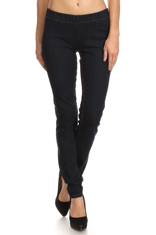 No-Pockets Pull-on Denim Jeggings jeans (AG100305-NAVY)