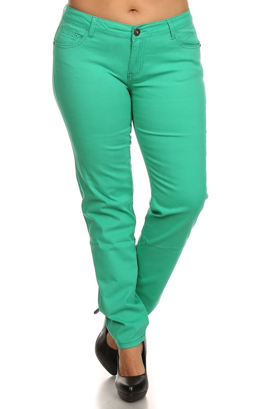 Plus Size Cotton Stretch Jeans COPB-GREEN