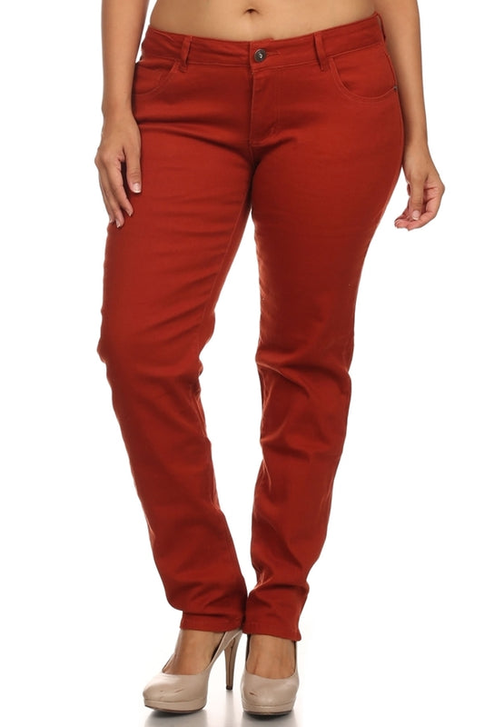 Plus Size Cotton Stretch Jeans COPB-Rust