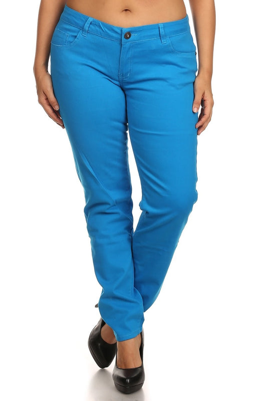 Plus Size Cotton Stretch Jeans COPB-TURQ