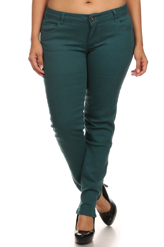 Plus Size Cotton Stretch Jeans COPB-Teal