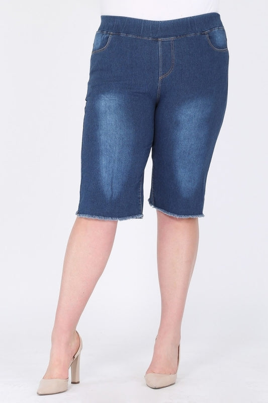 Plus Size Pull-on Super Stretch Bermuda shorts DBB-2009