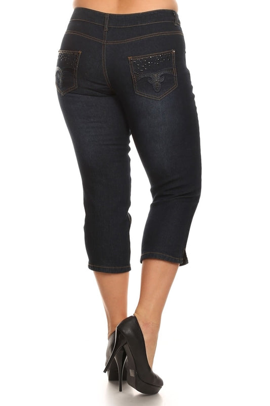 Plus Size Denim Capri Pants